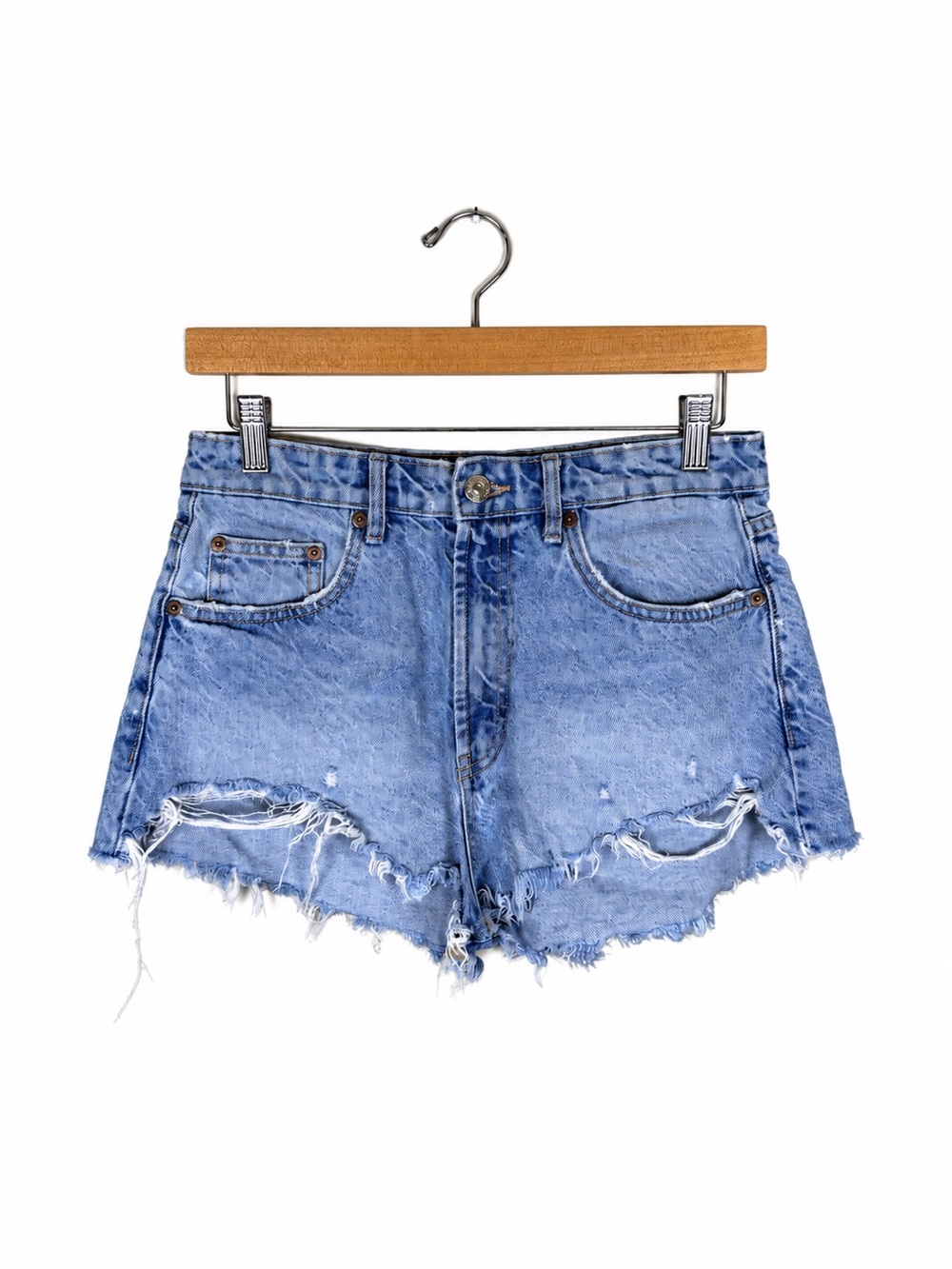 Zara Blue Distressed Denim Cutoff Shorts Size 6